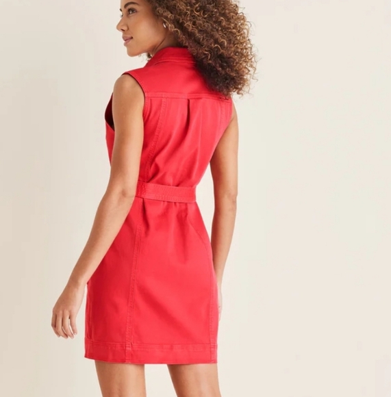 Venus Cargo Pocket Belted Utility Safari Button Dress - Picture 3 of 6